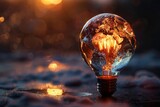 Earth World Hour Concept Light Bulb. Generative AI