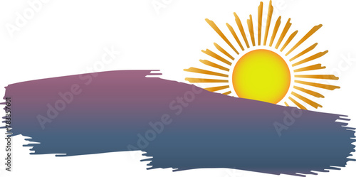 colorful summer cloud with the sun rising behind it -illustration