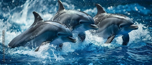 Graceful Dolphins in a Symphonic Sea Dance. Concept Marine Animals, Oceanic Beauty, Wildlife Photography