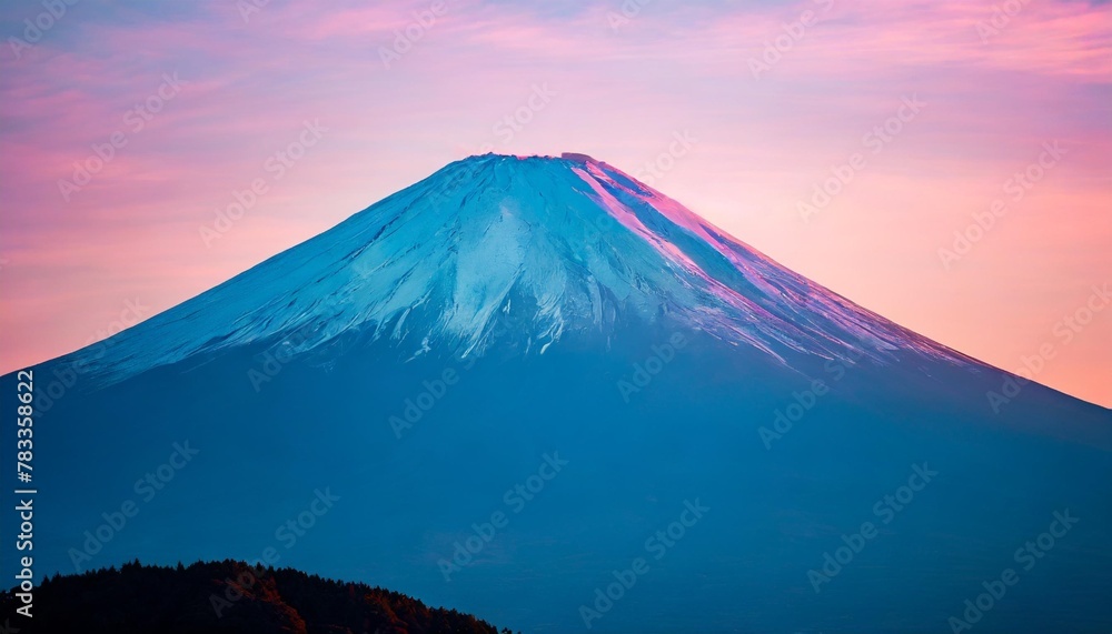 landscape fuji yama mountain japan in vapor wave synth background ai generative