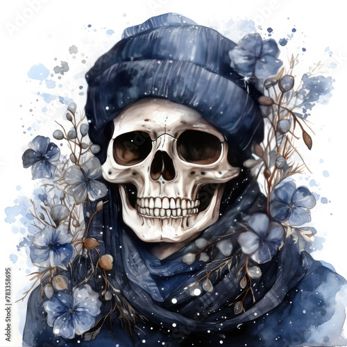 Watercolor Skeleton, clipart Illustration, Generative Ai