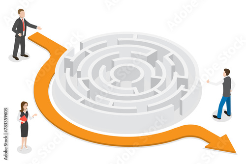Fotografía 3D Isometric Flat  Illustration of Bypass Route, Different Way to Success