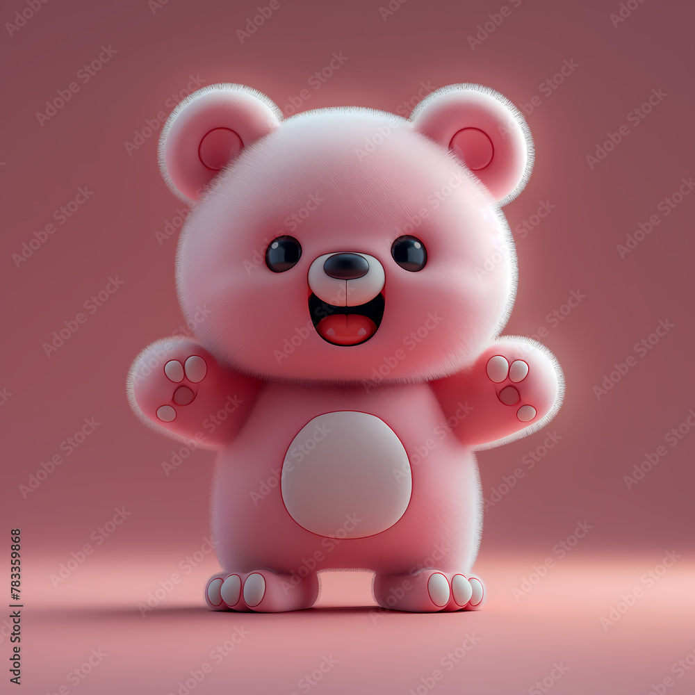 A cute and happy baby bear 3d illustration A cute and happy baby bear 3d illustration