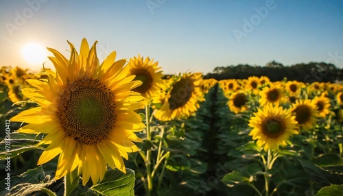 sunflower field at the sunset