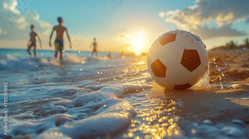 Soccer Ball on Sandy Beach