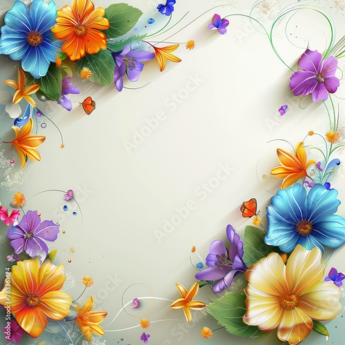 White Background With Red Flowers and Leaves