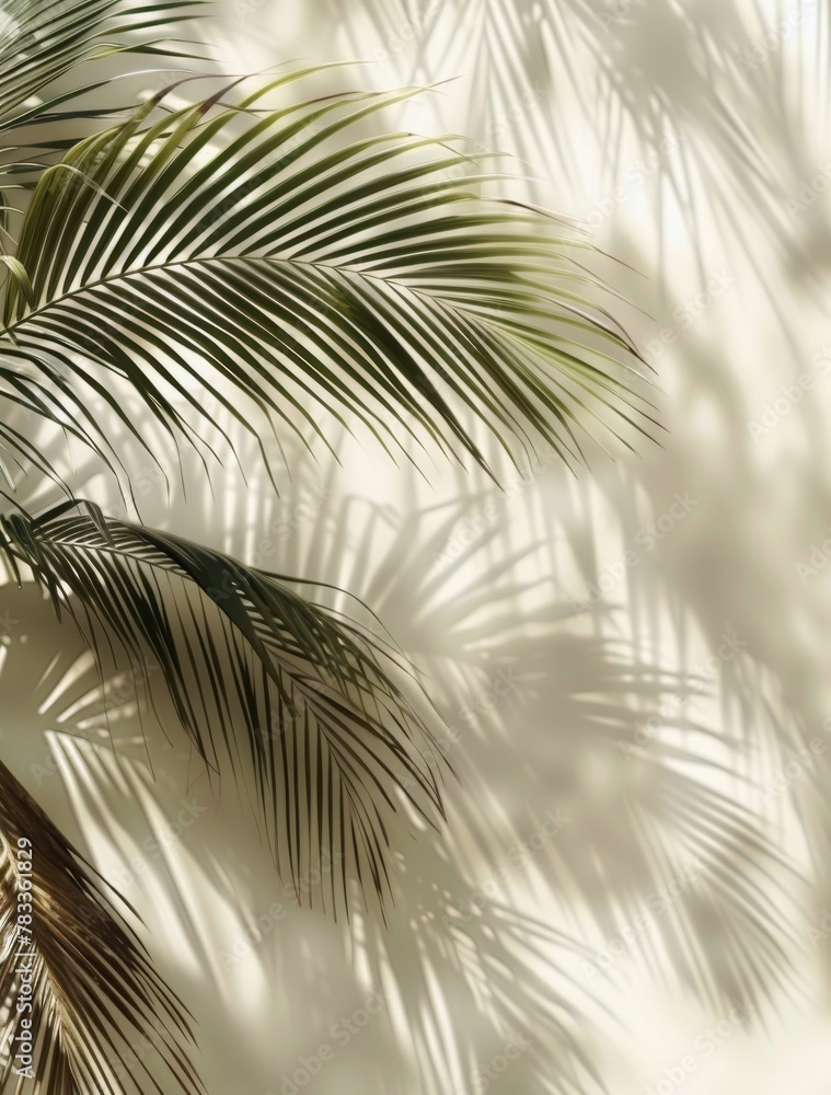 Obraz premium Palm Tree Casting Shadow on Wall