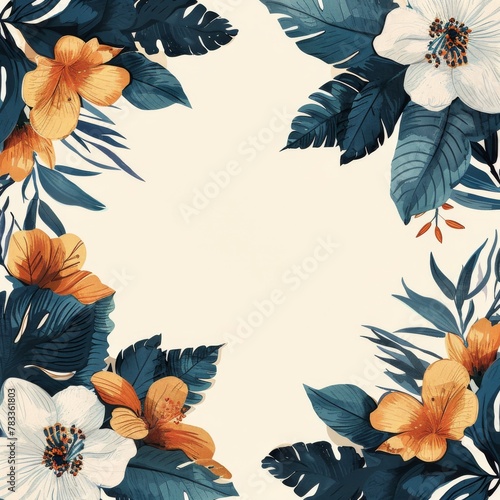 White and Orange Flower With Green Leaves