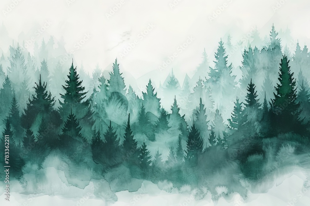 A dense forest with abundant trees - obrazy, fototapety, plakaty 