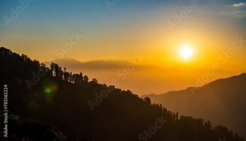 shimla artwork for wall painting and sunset scenary photo