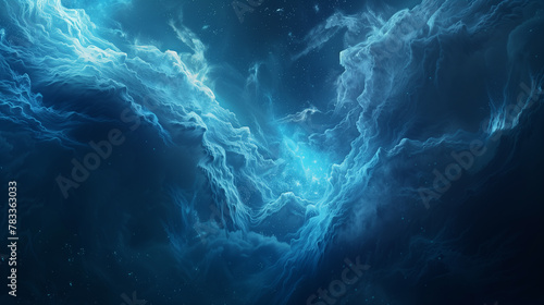 Nebula background. Celestial Energy. a dynamic interaction of energy and light, resembling a cosmic event or celestial bodies illuminating the dark space.