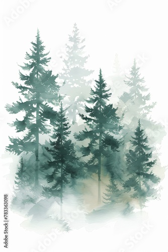 Trees in the fog painting © BrandwayArt