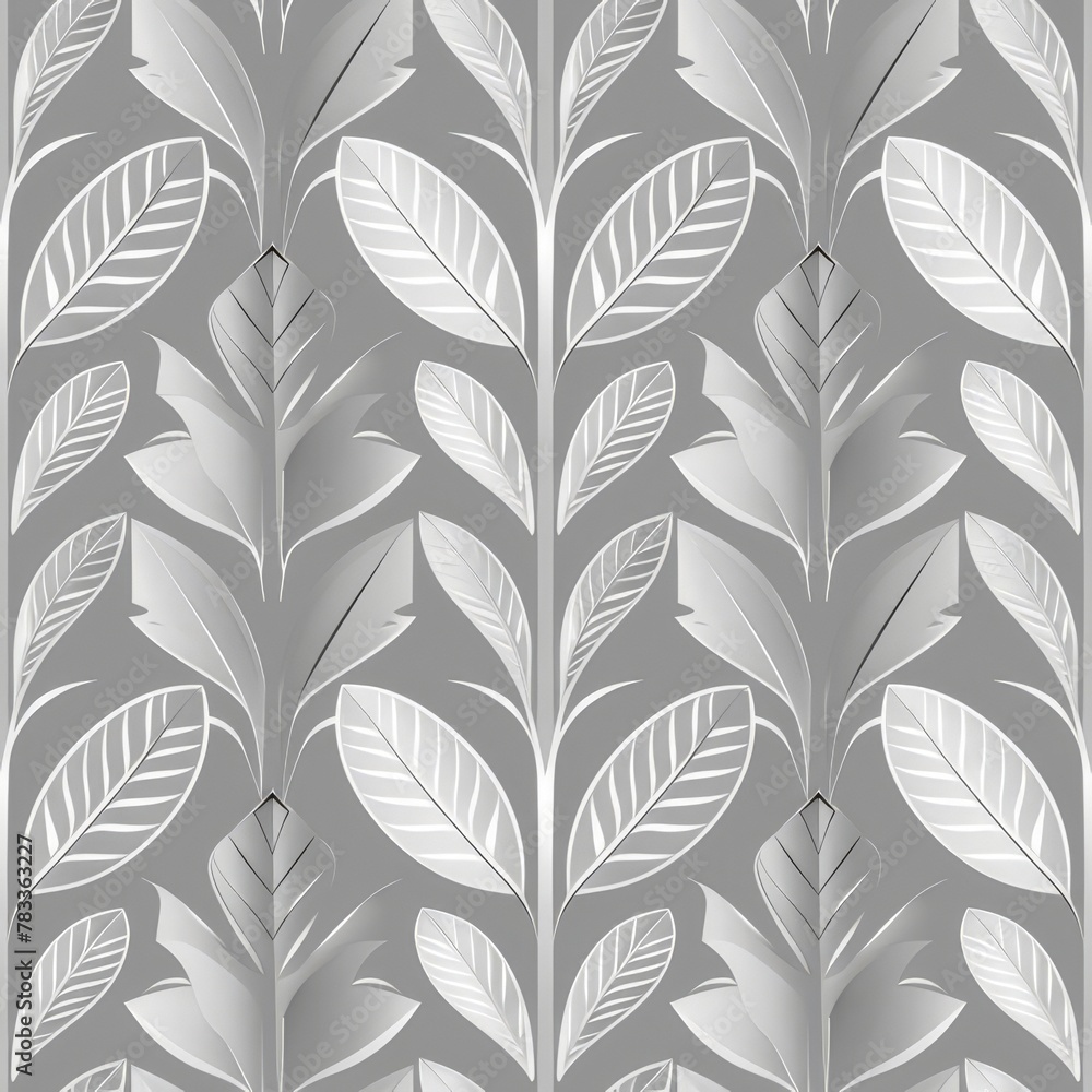 Pattern of leaves on gray background