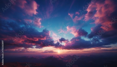 pink blue clouds at sunset cloudy air flying in the sky landscape sky at dawn 3d render © Nathaniel