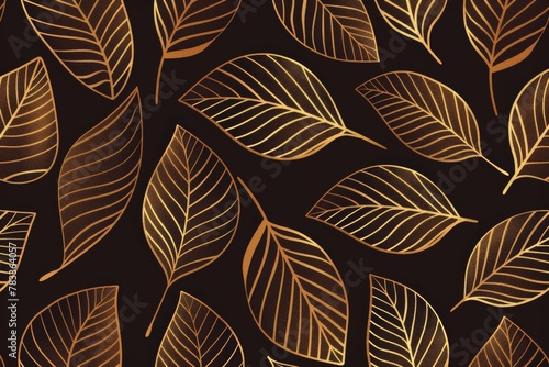 Intricate gold leaf pattern on black background