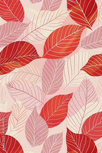 Red leaves pattern on white background