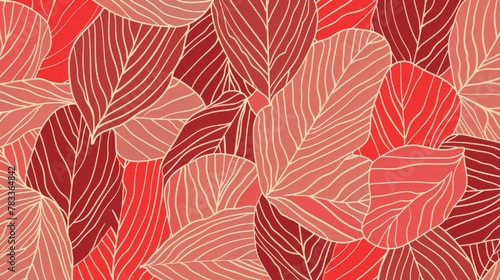 Red and pink background with leaves