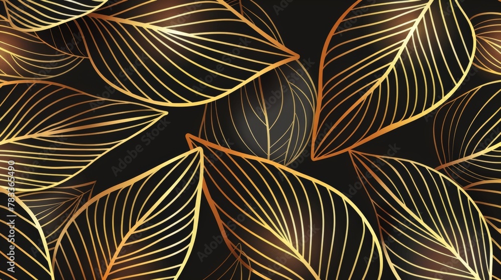 Golden leaves on a black background Golden leaves on a black background