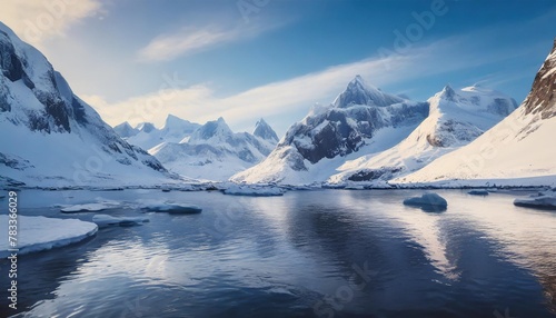 winter arctic mountain ranges illustration landscape cold water scenery sky travel winter arctic mountain ranges