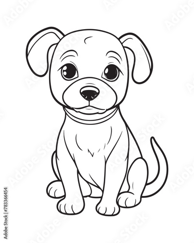 Dog Coloring Page for Kids  Cute Dog Vector  Dog black and white  Dog illustration