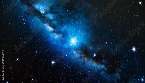 a view of the night sky with stars and a bright blue star cluster in the middle of the image and a black background