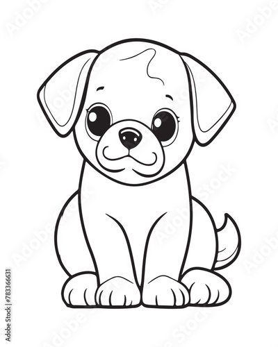 Dog Coloring Page for Kids, Cute Dog Vector, Dog black and white, Dog illustration © Milon Store