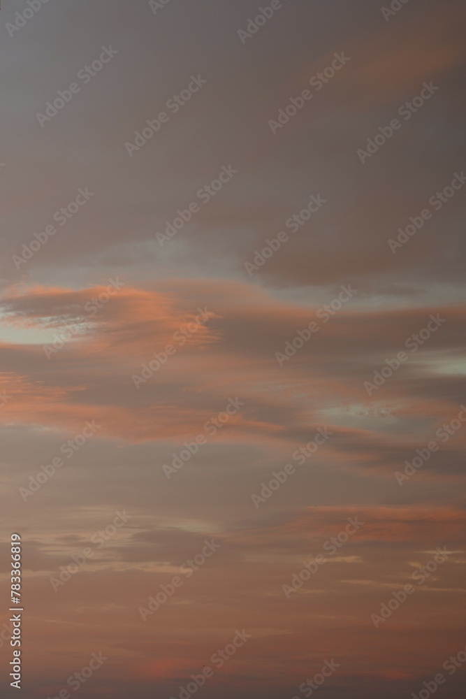 Pinky sunset sky with pink clouds. Beautiful sky.