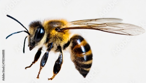 a bee is flying isolated on transparent background macro generative ai