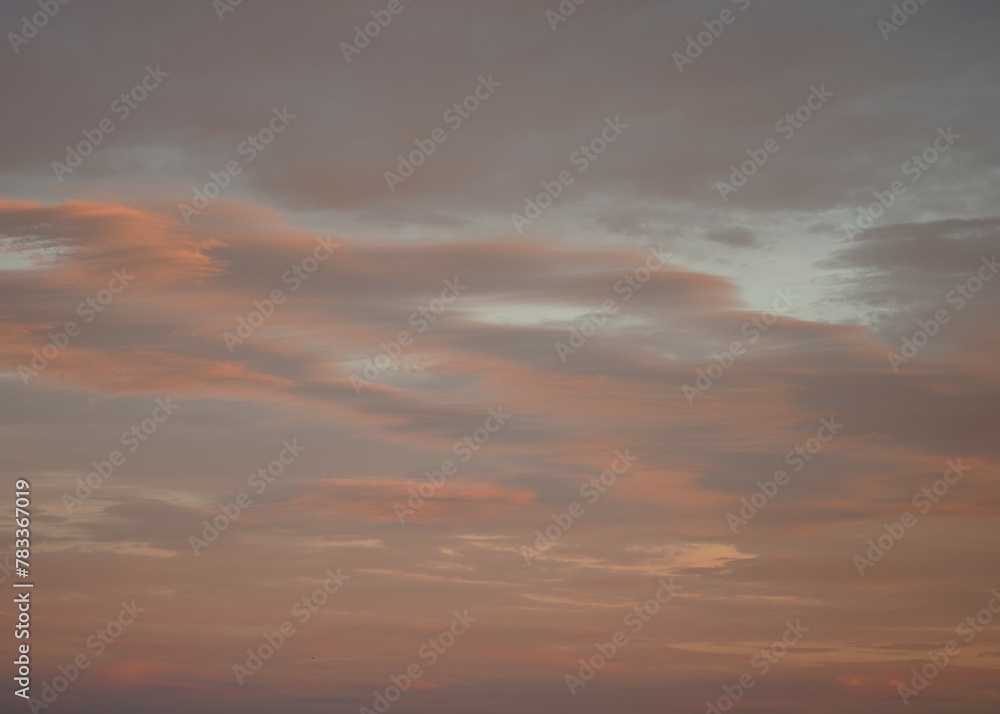 Pinky sunset sky with pink clouds. Beautiful sky.