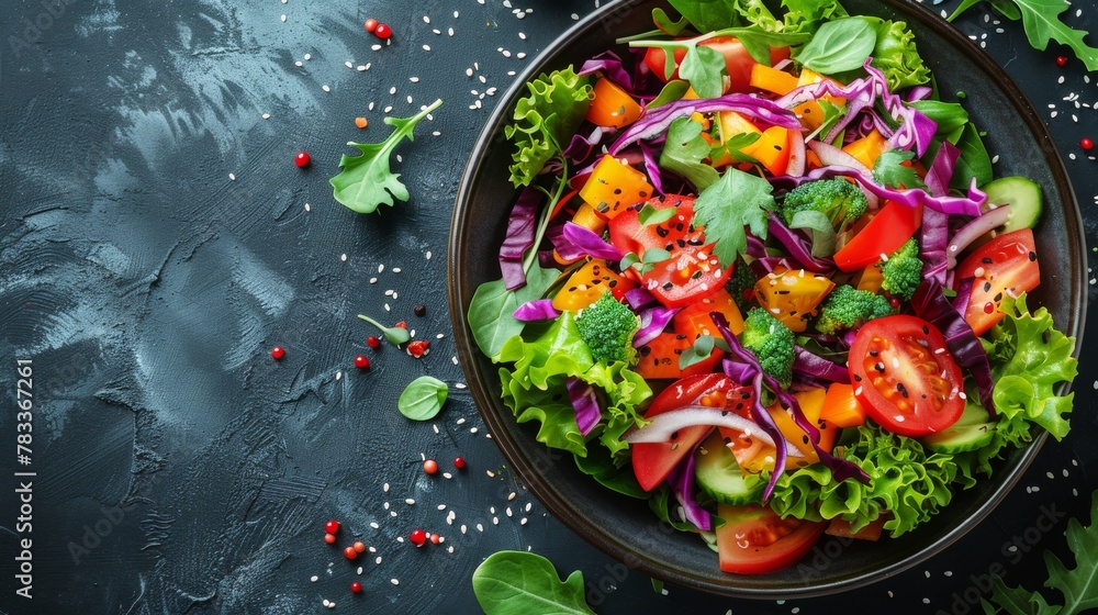 Fresh Salad Bowl With Tomatoes, Lettuce, and Vegetables Fresh Salad Bowl With Tomatoes, Lettuce, and Vegetables