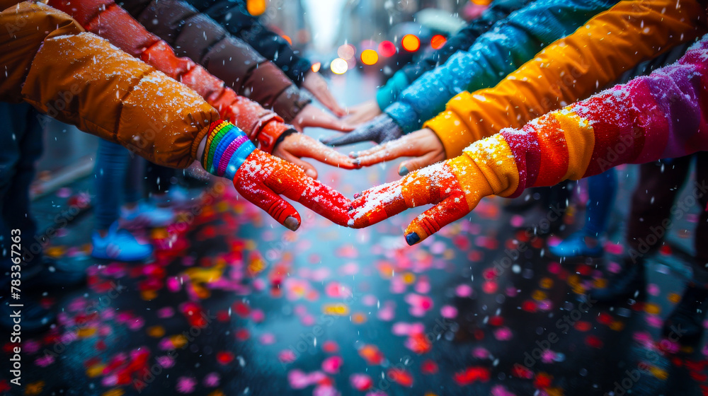 Fototapeta premium Friends Holding Hands at LGBTQ+ Memorial