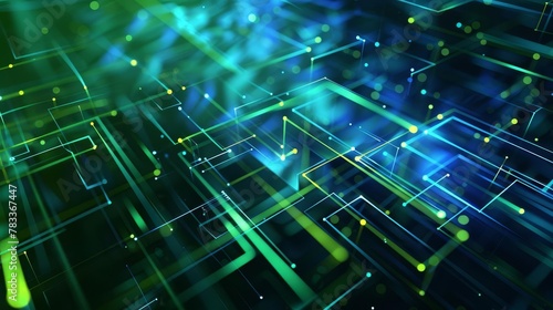 futuristic blue and green 3d abstract technology background geometric shapes and glowing lines digital innovation and progress concept 3d illustration