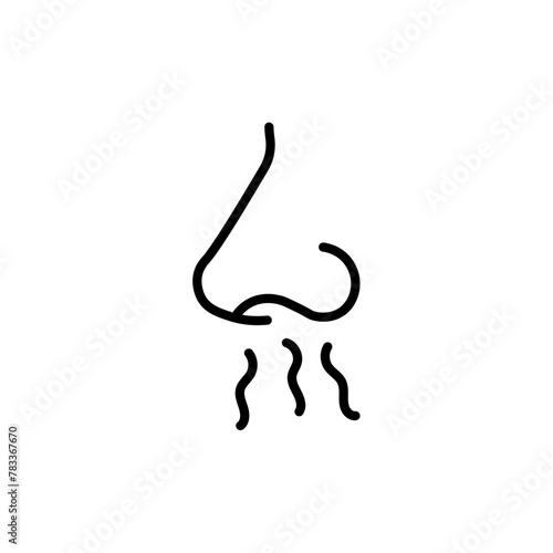 Breath smell nose line icon. Odour breath smell stroke web human sneeze air icon symbol illustration concept.