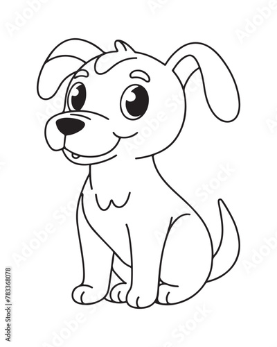 Dog Coloring Page for Kids  Cute Dog Vector  Dog black and white  Dog illustration
