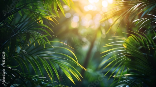 Sunlight Shining Through the Leaves of a Palm Tree