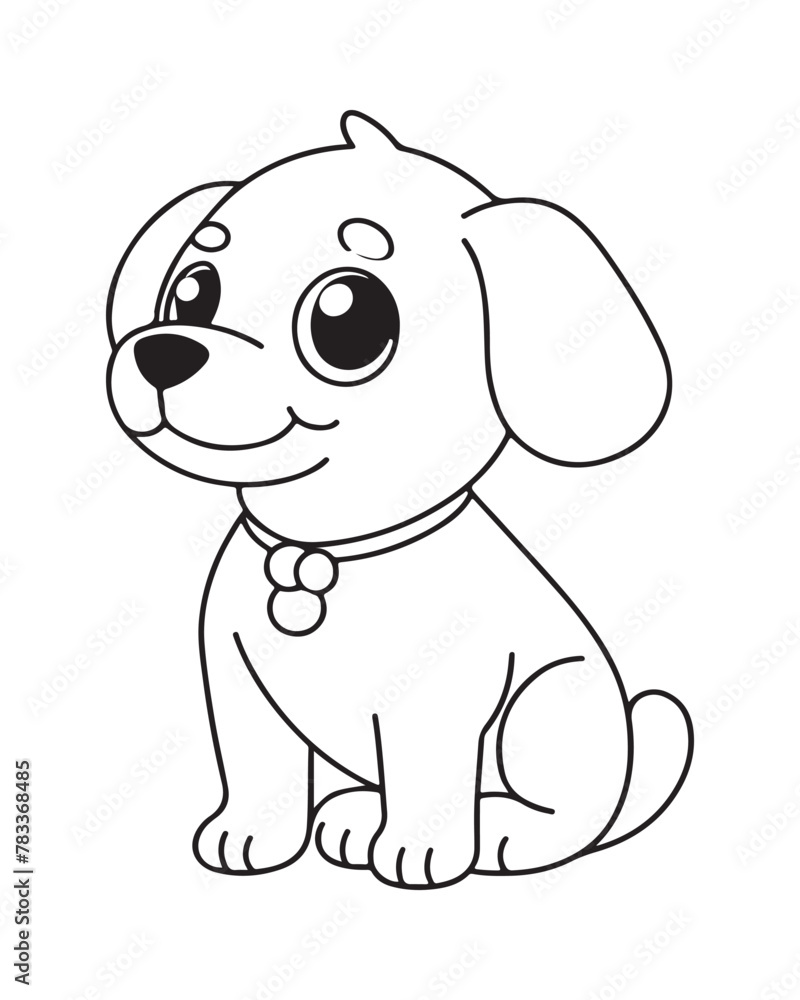 Obraz premium Cute dog sitting and looking up with big eyes and collar