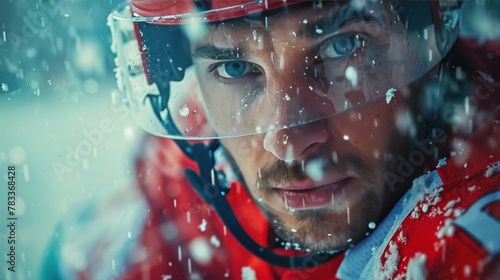 Man Wearing Red and Blue Uniform in Snow
