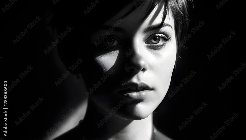 Portrait of a girl in black and white..
