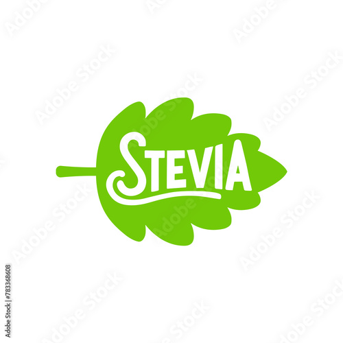 Stevia rebaudiana logo icon. Stevia leaf vector logo badge label plant natural extract. Herbal organic icon.