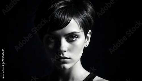Portrait of a girl in black and white..