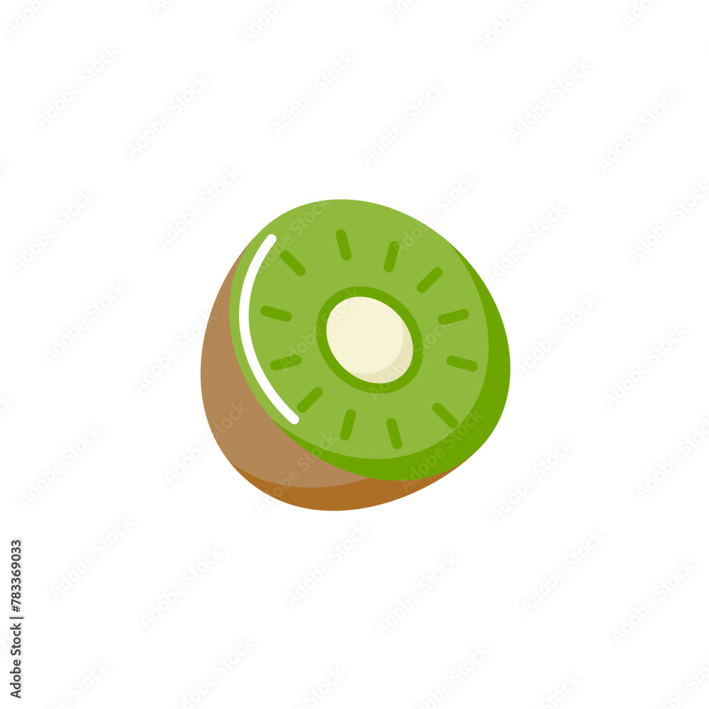 Obraz premium Kiwi flat line vector fruit icon illustration isolated logo. Kiwifruit cartoon flat line icon