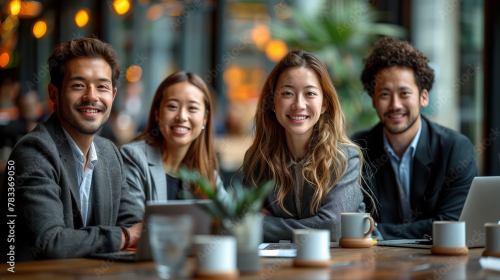 Diverse team of business people, men and women in a modern office environment