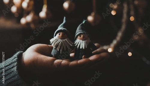 nativity puppets on a child s hand photo