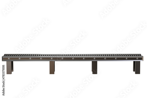 3D Empty conveyor belt or Boxes or conveyor roller isolated on white background transparent background. Logistics and Factory Concept. 3d rendering.