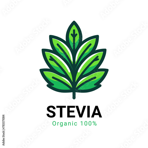 Stevia rebaudiana logo icon. Stevia leaf vector logo badge label plant natural extract. Herbal organic icon.