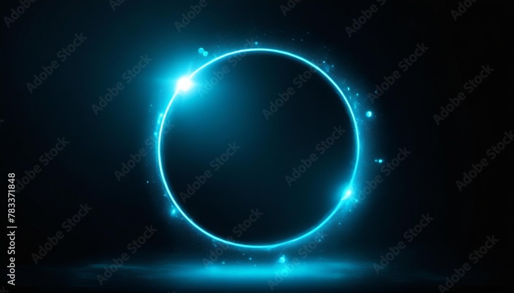 circle light frame blue on black background circle light frame blue on black background