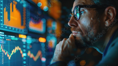 Wallpaper Mural Trader analyzing financial performance data on screen Torontodigital.ca