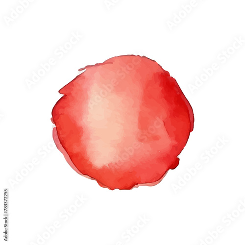 Red watercolor circle stain paint brush. Grunge red watercolor texture blob label ink round vector background.