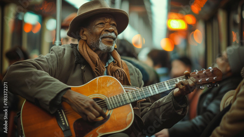 Street Musician Performing Soulful Melodies on Guitar