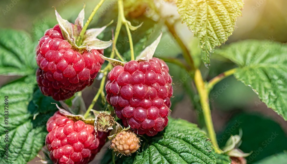 fresh raspberries growing in a field ideal for food and agriculture concepts fresh raspberries growing in a field ideal for food and agriculture concepts